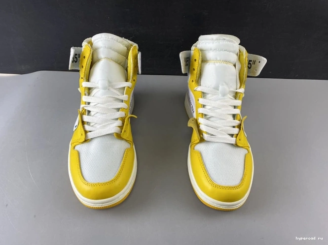 White NRG Dark x Yellow-Cone Jordan Powder 1 Off-White Air AQ0818-149 0702